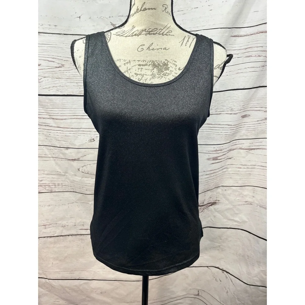 Cupio Black Metallic Sparkle Tank Top Women's Size Medium Sleeveless